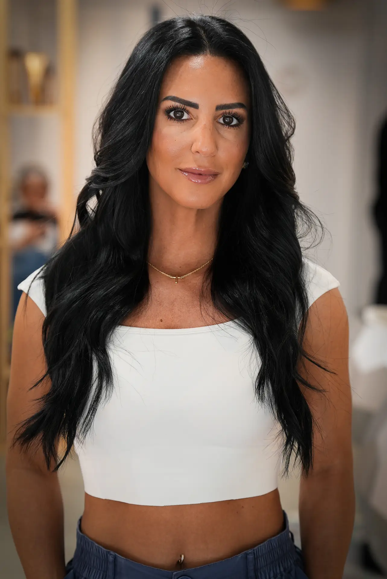 Sew-in hair extensions installed at luxury Miami hair salon